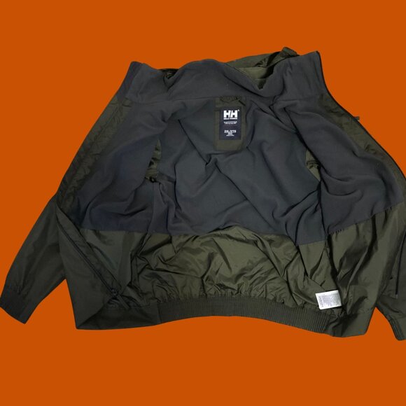 Helly Hansen Olive Green Hooded Waterproof Jacket Men’s 2XL – Outdoor Rain Shell - Picture 6 of 11